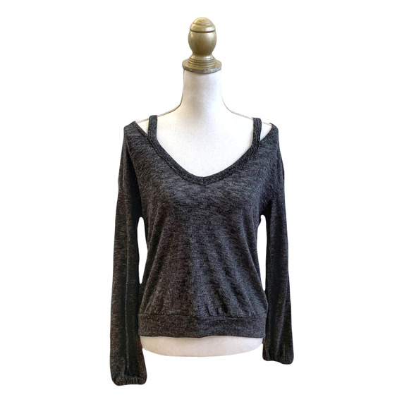 Splendid Ashbourne Knit Cut Out V Neck Top - XS - Picture 2 of 15